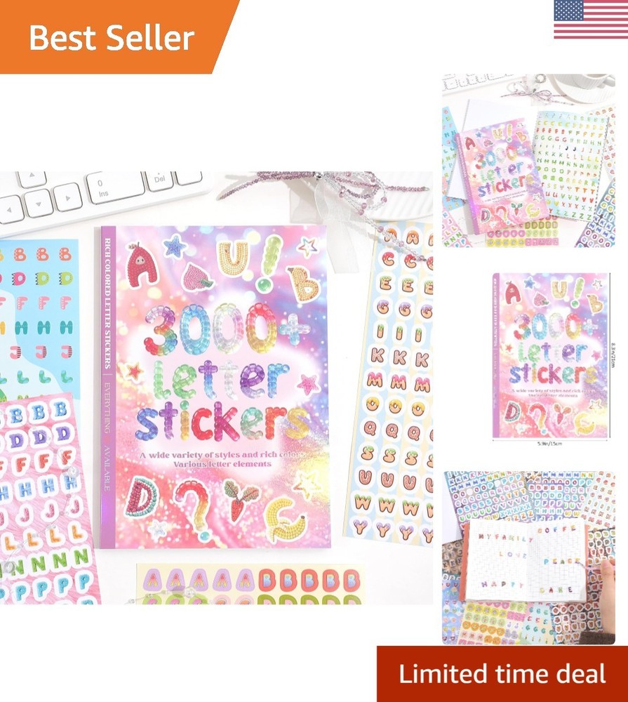 Vibrant 3000+ Piece Alphabet Sticker Book – Ideal for Crafting & Decorating