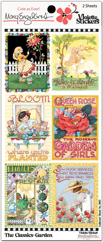 Mary Engelbreit Stickers 2 Sheets Whimsical Garden of Girls Bloom Queen Rose