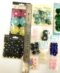 Fabric Flowers Bows Embellishment Sticker LOT Jolees Offray Petaloo