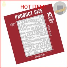 15 Sheet Small Letter Stickers – 1/2 Inch White Vinyl Self Adhesive Alphabet Num