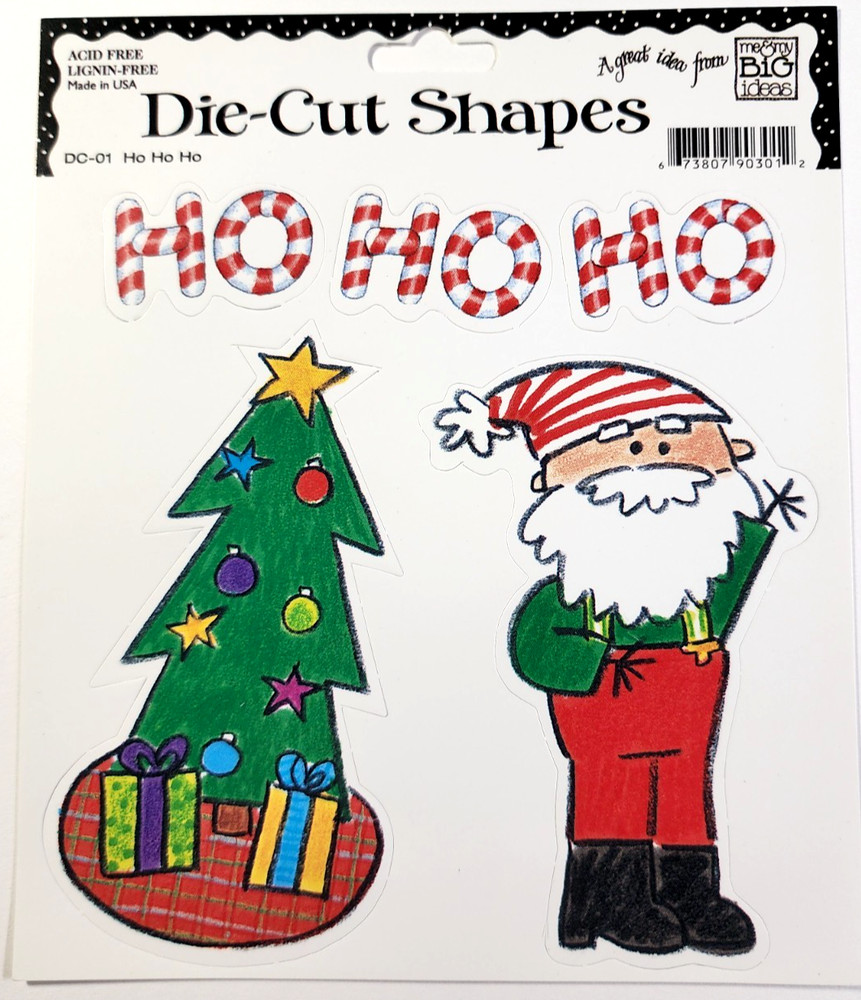 Christmas Ho Ho Ho Santa Claus Tree Ornaments Presents Gifts Die Cut Shapes RARE