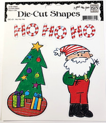 Christmas Ho Ho Ho Santa Claus Tree Ornaments Presents Gifts Die Cut Shapes RARE