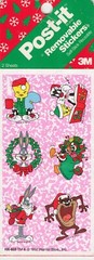 1991 Looney Toons Christmas 3M Stickers Tasmanian Devil, Bugs, Tweety, Daffy