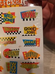 VTG AGC Motivational Stickers 8 Sheets Retro 90s Y2K Awesome Wow Good Job Super