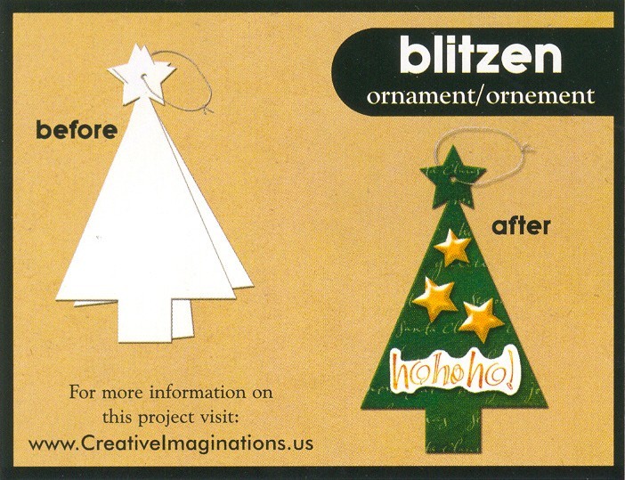 Creative Imaginations Chipboard Blitzen Ornament Frame Christmas Holiday Photo