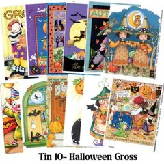 Mary Engelbreit Collectible Tin 12 Vinyl Stickers Tin 10 Halloween Gross!