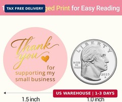 500 Pcs 1.5 Inch Thank You Stickers, Elegant Gold Foil Multicolor Thank You Stic
