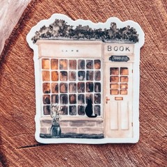 Book Shop Window with Black Cat Sticker – Vinyl