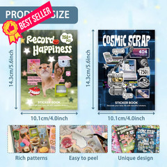 Bomichi Cute Sticker Book 60 Sheets 1500 Plus Count Cat & Heavy Metal 2 in 1
