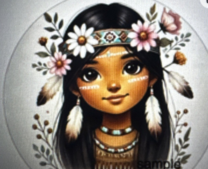 NATIVE AMERICAN ANGEL FLORAL GIRL ENVELOPE SEALS STICKERS BUSINESS INDIGENOUS