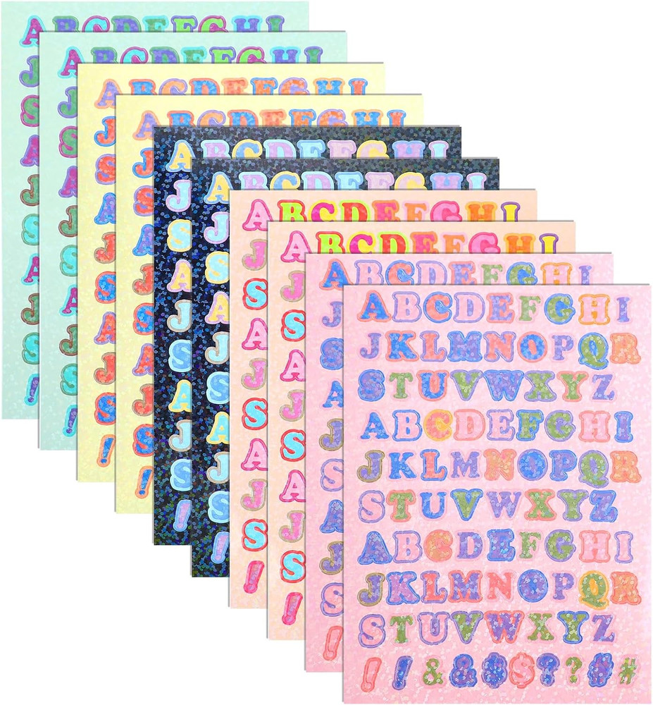 880 Colorful Letter Stickers – 10 Sheets Self Adhesive for DIY Crafts