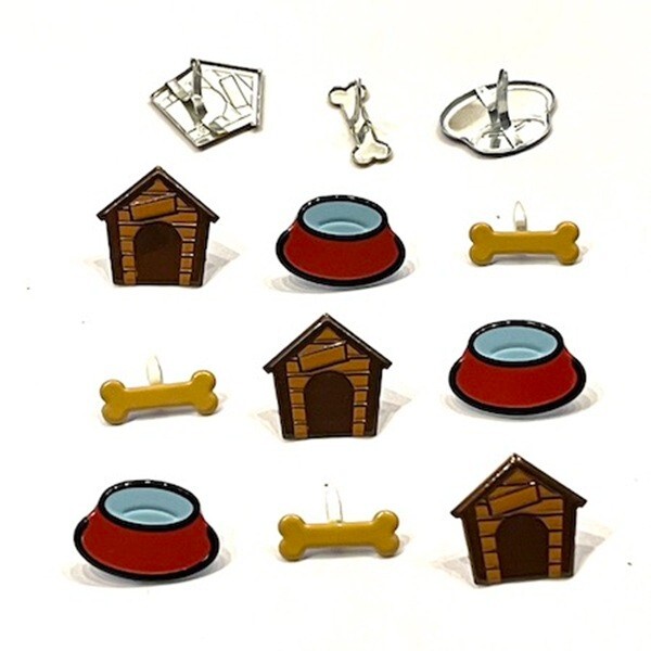 DOG KENNEL SCRAPBOOKING DECORATIVE BRADS EYELET OUTLET 8 PCS 3 DESIGNS