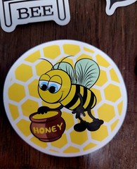 STICKERS x 5 Honey Bee Happy Apiculture Beehive Cartoon Large Sticker BEE1