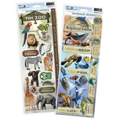 Stickers Cardstock PH 13″ X 2 Zoo Animals Lion Tiger + Aquarium Whale Shark Fish