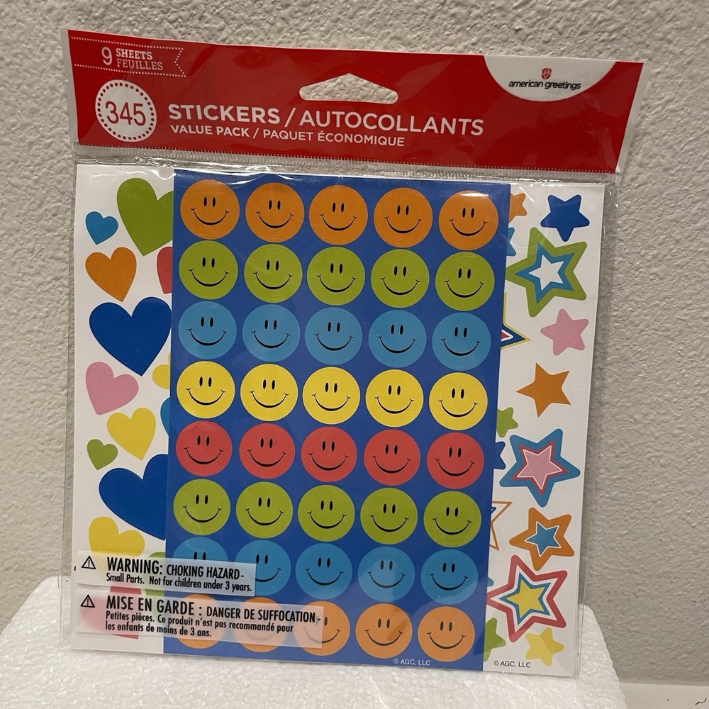 NEW Smiley Faces Hearts Stars American Greetings Stickers Value Pack 345 Teacher