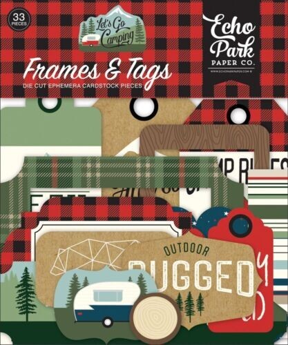 Echo Park Paper LET’S GO CAMPING Frames & Tags Ephemera Pieces~CUTE~Quick Ship!