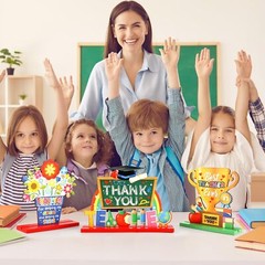 4PCS Teacher Appreciation Wooden Sign Table Decoration School Classroom Desk