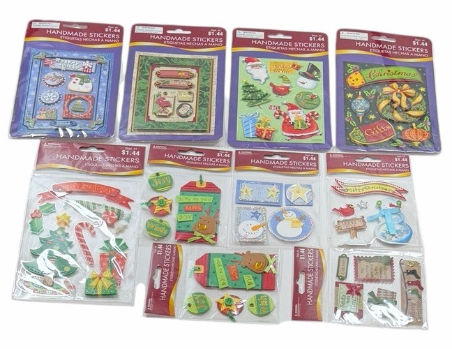 LOT OF 10 PKGS Christmas Stickers Handmade 3-D Scrapbooking Holiday Wal-Mart