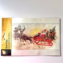 American Traditional Design Rub Ons Transfers Santa Sleigh Reindeer
