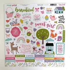 (1) 12×12 Sheet of Echo Park Paper ALL ABOUT A GIRL Scrapbook Element Stickers