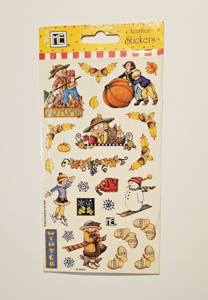 Mary Engelbreit Stickers ~Autumn and Winter~ 2 Sheets Sealed Pack 2000 READ