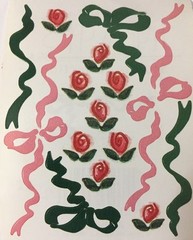 RED ROSYS & RIBBONS Stickers(3″x 4″)Printworks•Bows•Flowers •Garden•Green•/Pink•