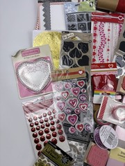 SCRAPBOOK LOT VALENTINES DAY Hearts Paper Stickers. Stamps Crafting