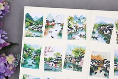 traditional Asia water town green spring sticker｜Chinese Jiangnan river water