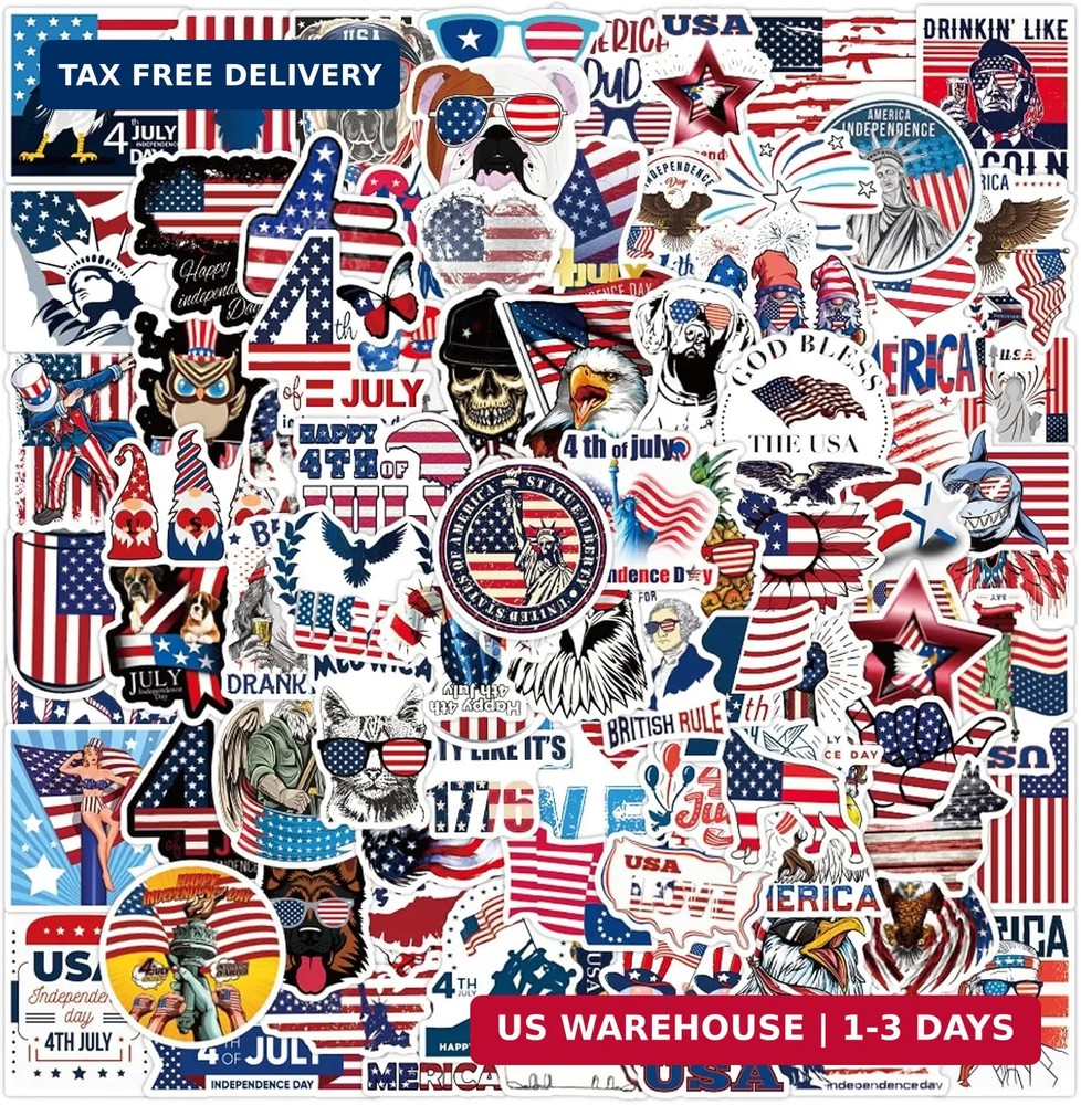 100Pcs 4th of July Stickers for Independence Day Water Bottle Sticker American F