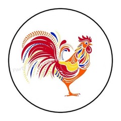 30 COLORFUL ROOSTER ENVELOPE SEALS LABELS STICKERS PARTY FAVORS 1.5″ ROUND