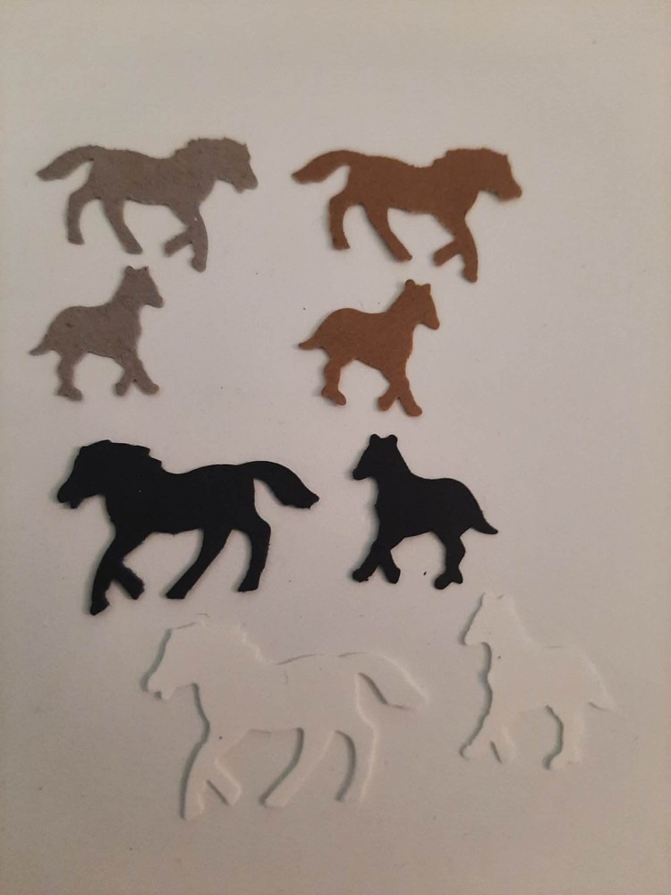 40 HORSE PUNCHIE CUTOUTS DIE CUT SCRAPBOOKING ( ACID FREE ) 1 INCH AND 1/2 INCH