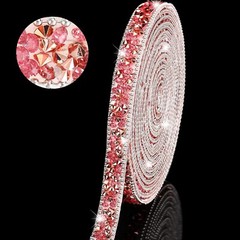 1 Roll 108″ x 0.4″ Pink Bling Rhinestone Crystal Diamond DIY Decor Sticker Decal