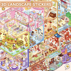 20 Sets DIY 3D Sticker Scene Collection Book DIY 3D House Stickers Make Your Own