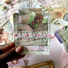 20pc Shabby Chic Junk Journal Making Kit, Handmade Ephemera, Cards, Lace Pockets