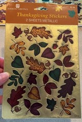 Vintage American Greeting Thanksgiving Animals Foil Leaves Turkeys Stickers
