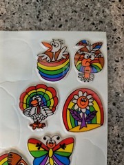 Vintage 80s Russ Puffy Stickers Rainbows Super Stick Ons Retro butterfly