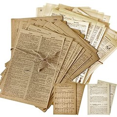 Zonon 114 Pieces 2 Sets Junk Journal Pages Vintage Old Book and Vellum Series