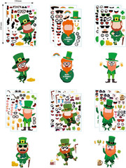 12 Sheets St Patricks Day Stickers for Kids, Make Your Own St. Patrick’S Day Lep
