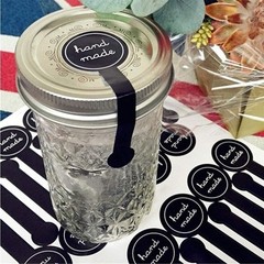 Handmade Stickers 100 Pcs/pack Black Long Strip Self Adhesive Decal Tag