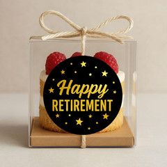 Happy Retirement Gold Foil Stickers – 100 Pcs 1.6 Inch Round, Black & Gold Star