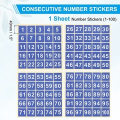 1.5″ Consecutive Number Stickers, 1 Set Self Adhesive Number Decals, Blue