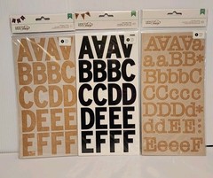 American Crafts DIY Shop Large Letter Stickers Kraft & Black- Lot of 3