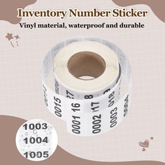 0.8×1.6″ Inventory Sticker, 2 Roll 0001-1000 & 1001-2000 Number Label 2000 Tags