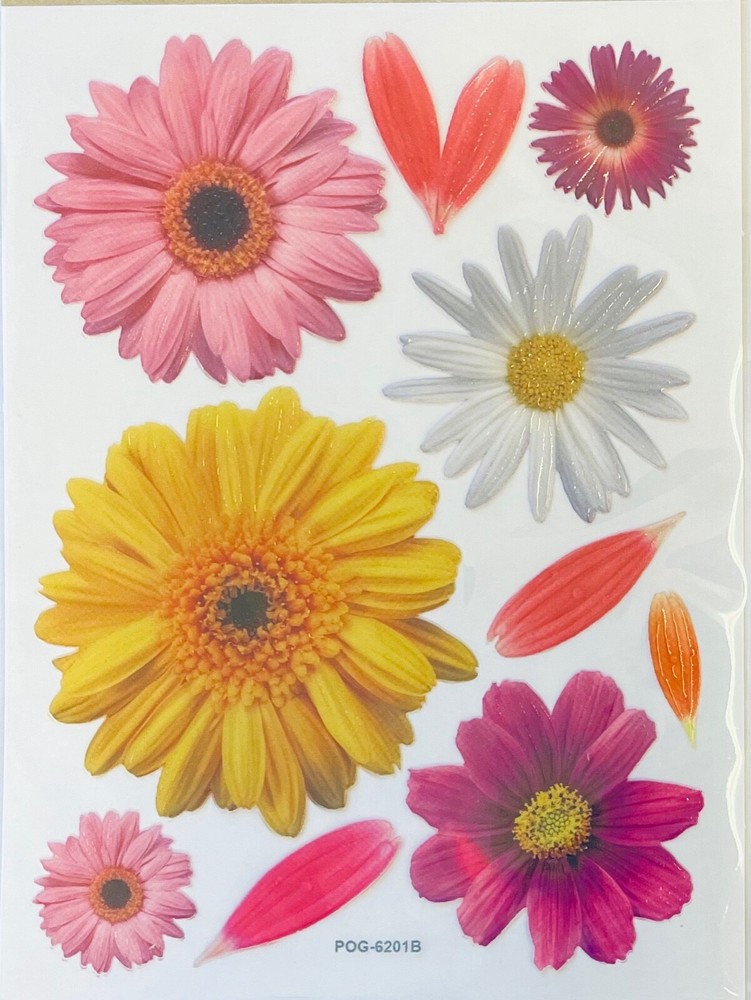 Gerber Daisy Flower Planner Textured Stickers Papercraft Floral Garden Crafts