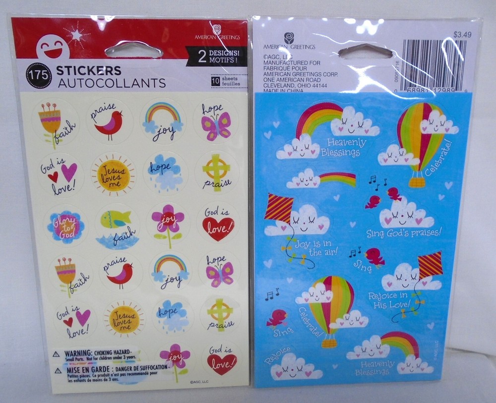 American Greetings 2-Pack Stickers Religious Theme Symbols Praise Faith 175 Pcs