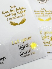 Jesus Faith Gold Foil Stickers,Bible Quote Gold Foil Stickers, Gift Labels 1.5 i