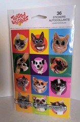 Twisted Whiskers 36 Stickers – 3 Sheets BIG EYES & SMILING Cat & Dogs NEW! Free