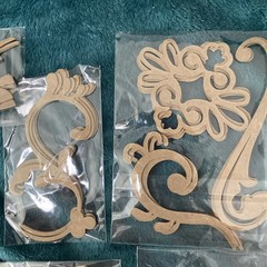 Lot of (7) Cardboard Accents/Embellishments, Scrolls, Birds, New