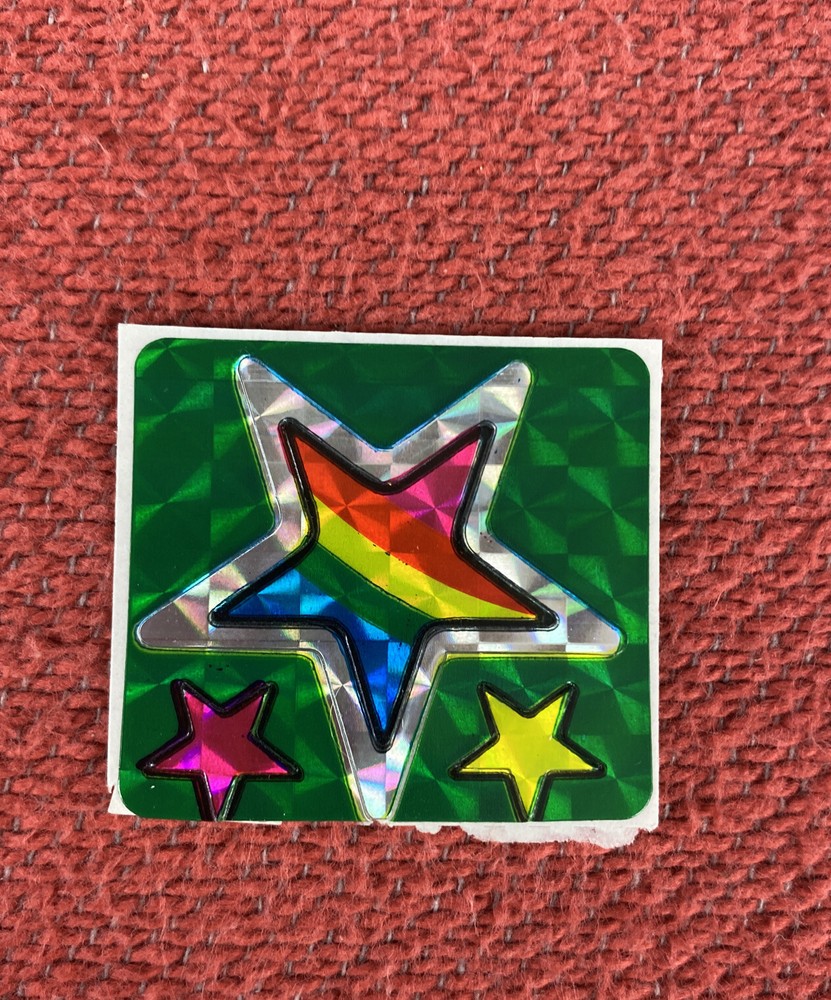 Rainbow Star 1980s Prism Sticker Vintage Silver Prism vending machine 🌈