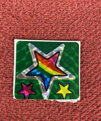 Rainbow Star 1980s Prism Sticker Vintage Silver Prism vending machine 🌈